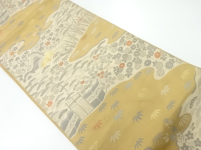 JAPANESE FUKURO OBI / WOVEN FLORAL PLANTS